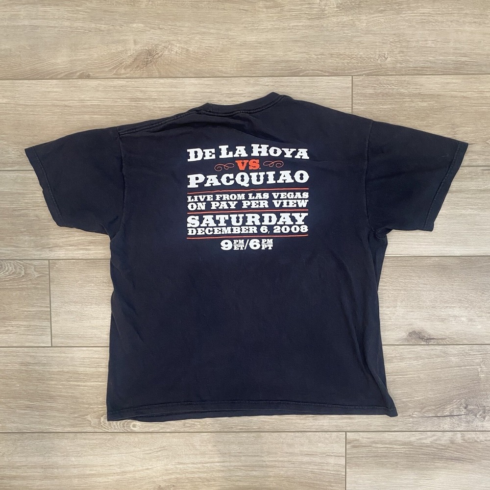 Y2K Tequila Cazadores Boxing Promo Tee Pacquaio vs De La Hoya 2008 Mens Size L